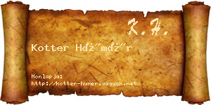 Kotter Hümér névjegykártya